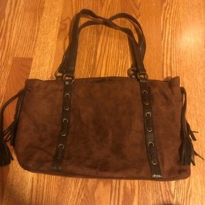 Suede-like Brown Handbag